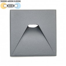 Φωτιστικό Χωνευτό Τετράγωνο LED 3W 230V CCT Αλουμινίου IP44 Γκρι